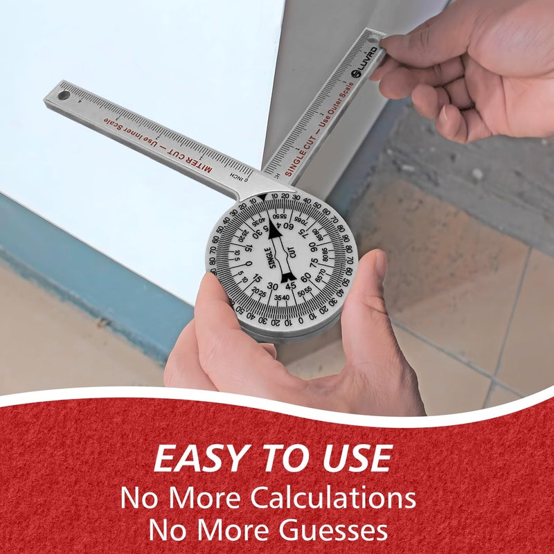 LUVRD Miter Saw Protractor, Professional Miter Angle Finder for Woodworking Replaces the Model #505P-7 Miter Protractor Angle Finder with Measuring Rulers for Carpentry, Crown Molding Tool, Baseboard - Image 4